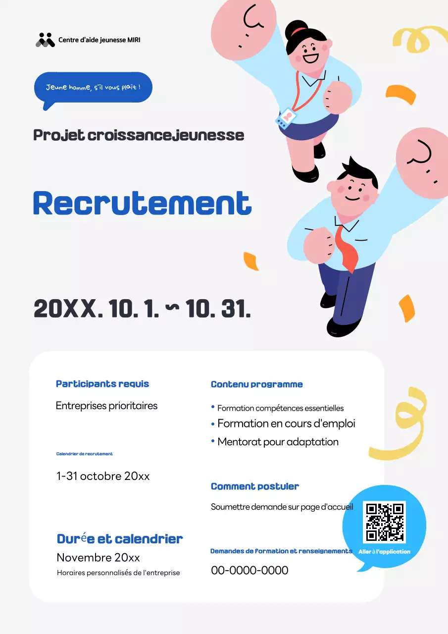 Recrutement de jeunes simples bleus