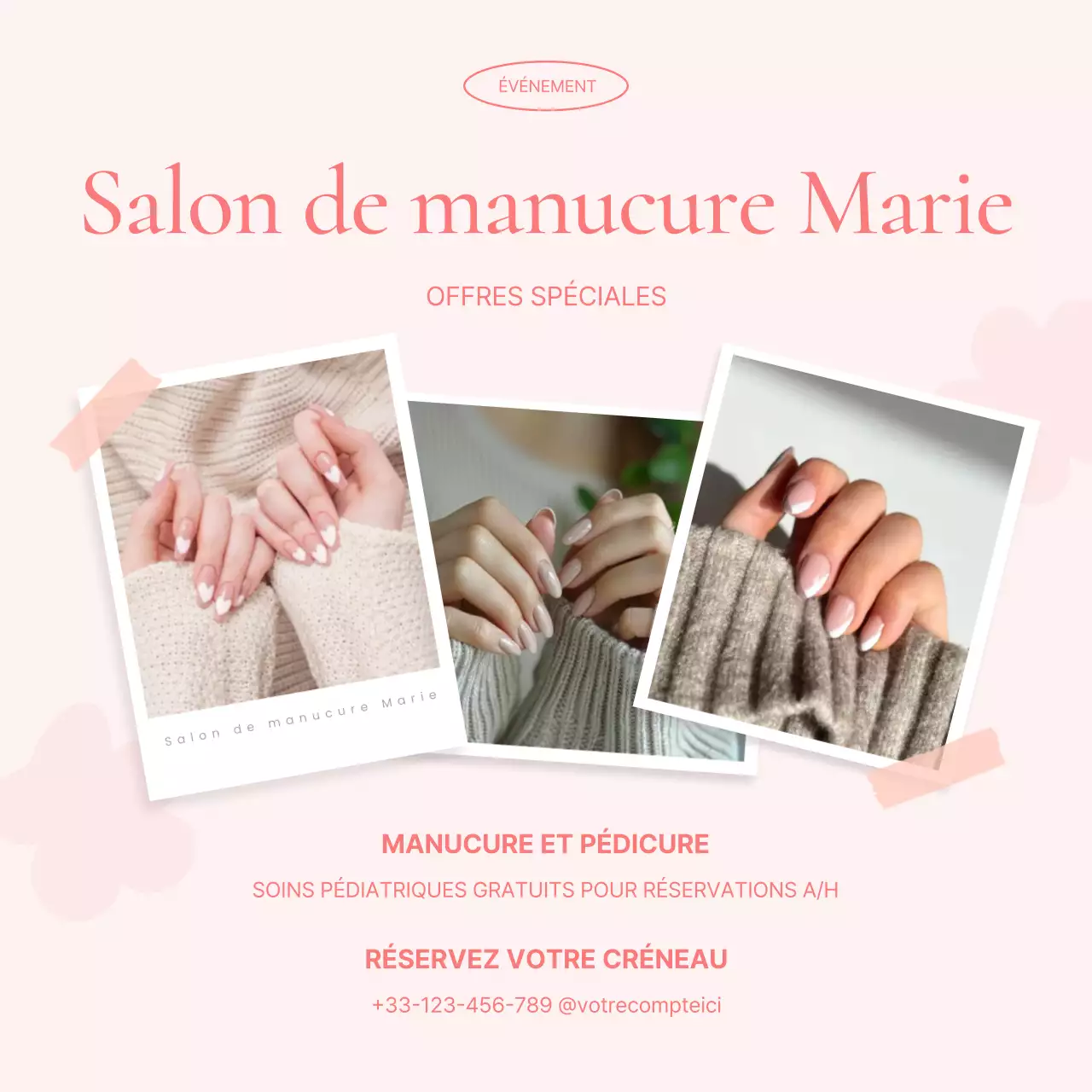 Promotion d'ongles élégants roses