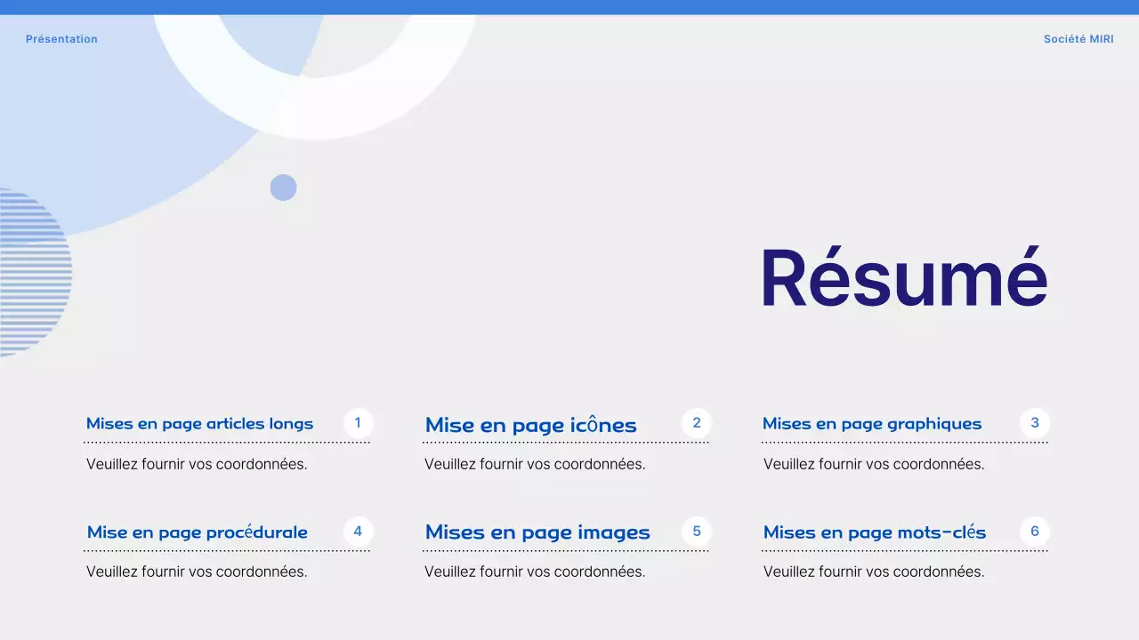 Proposition avec des formes simples sur fond bleu