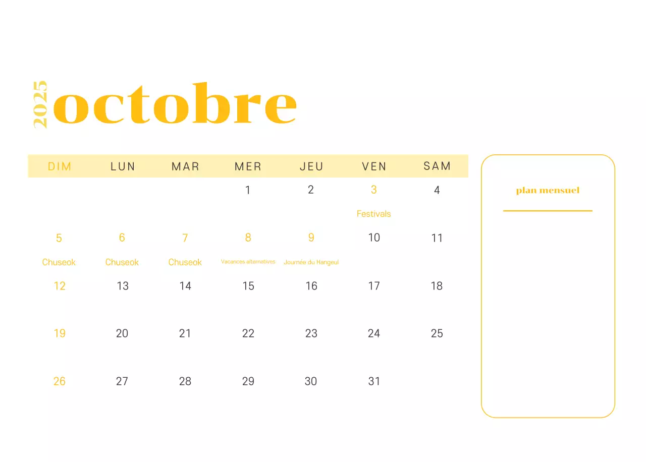 Calendrier avec illustrations de jeunes sur fond jaune-vert