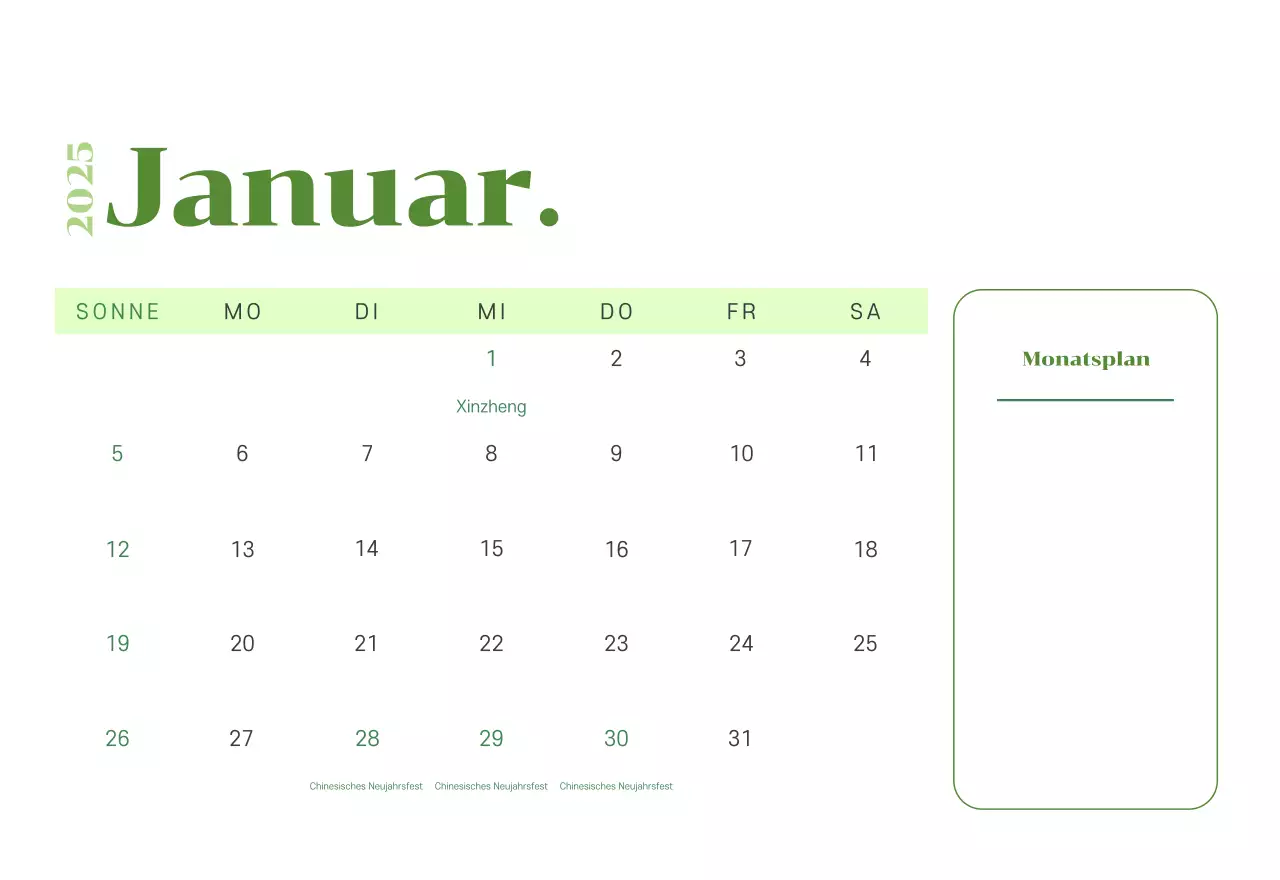 Kalender mit Jugendillustrationen auf gelb-grünem Hintergrund