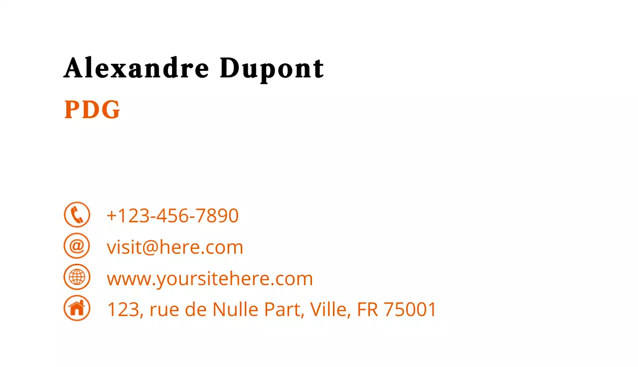 carte de visite professionnelle orange