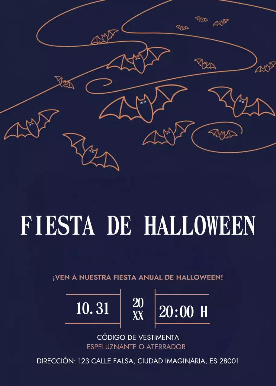 Invitación de Halloween clásica azul marino