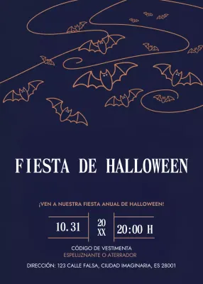 Invitación de Halloween clásica azul marino