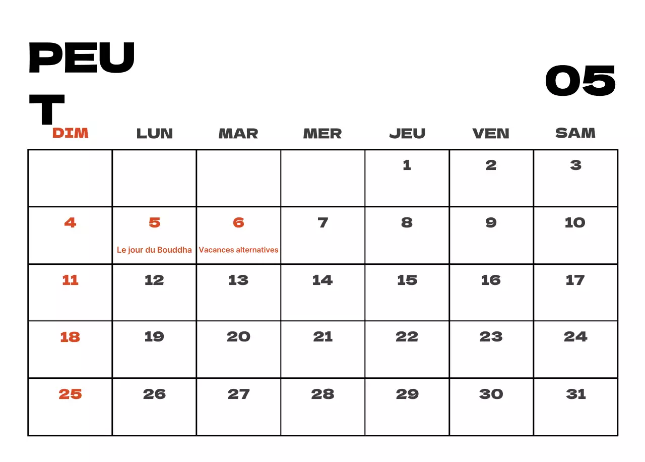 Calendrier de nettoyage des photos du ciel