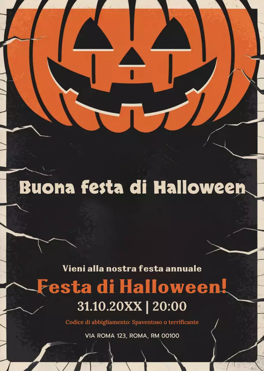 invito di Halloween arancione retrò