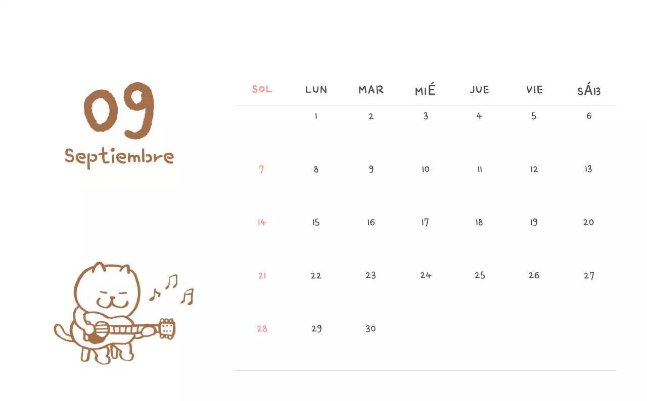 Calendario diario en marfil