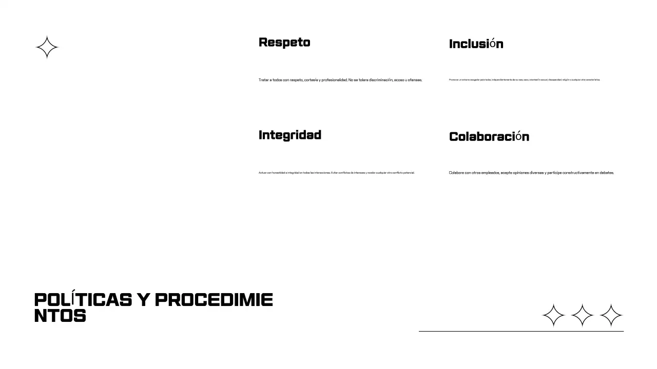 Presentaciones en blanco y negro para la incorporación de empleados