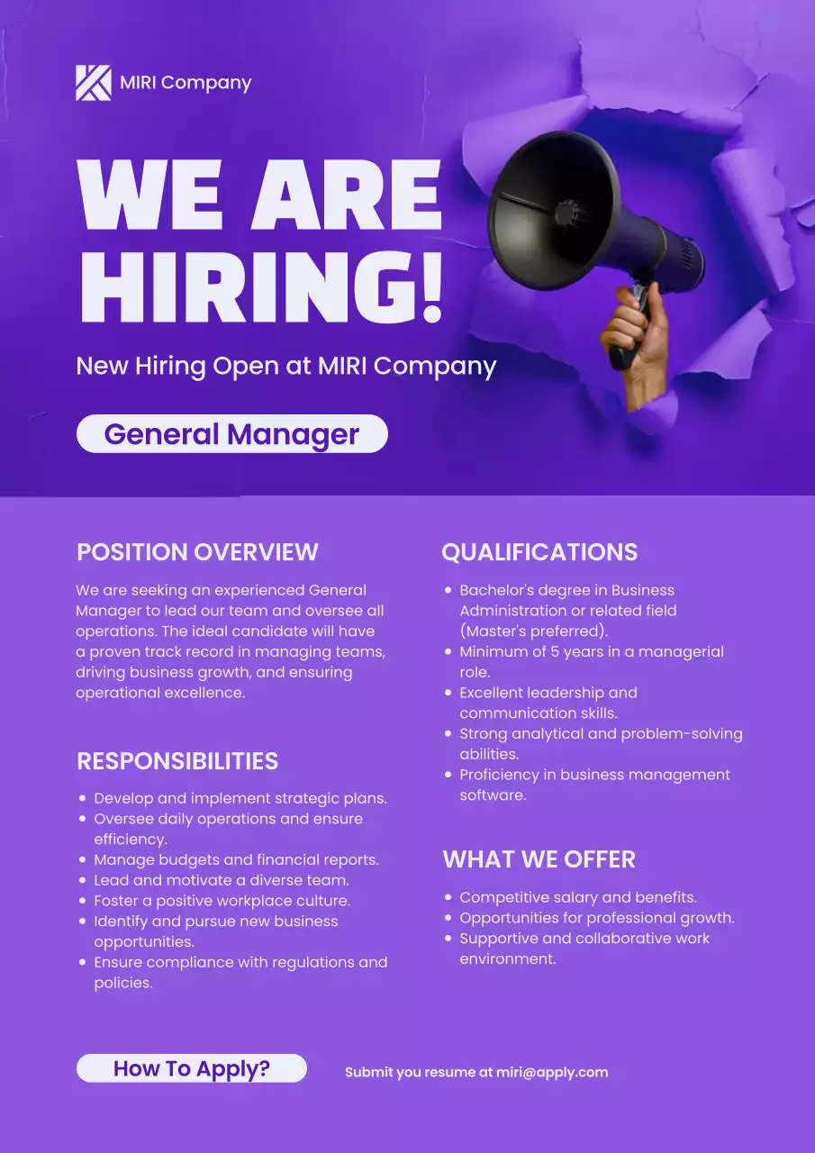 Purple Professional Hiring Job Posting Poster