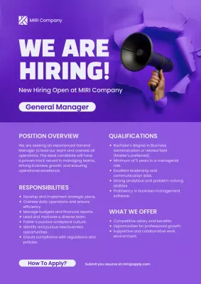 Purple Professional Hiring Job Posting Poster