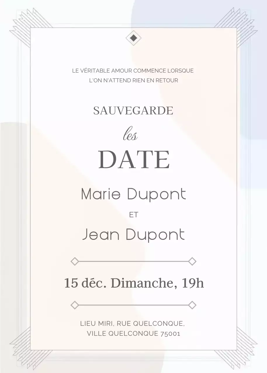 Invitation de mariage beige style élégant