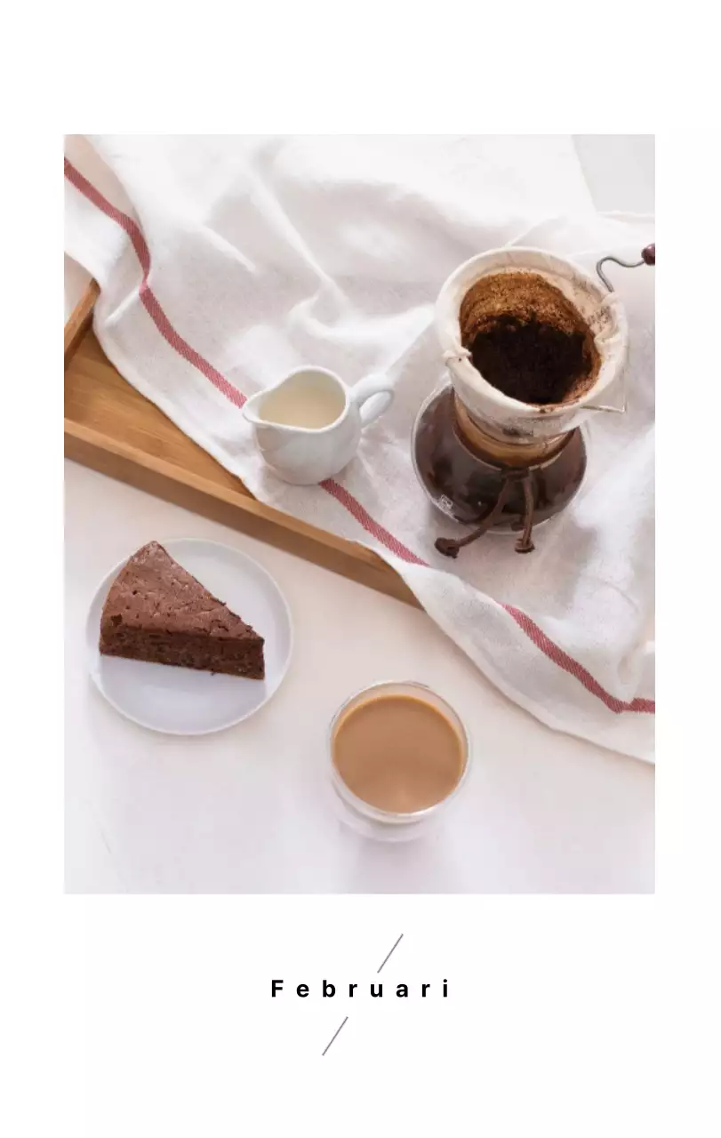 Eenvoudige bureaukalender met koffiefoto's voor cafés in witte tinten