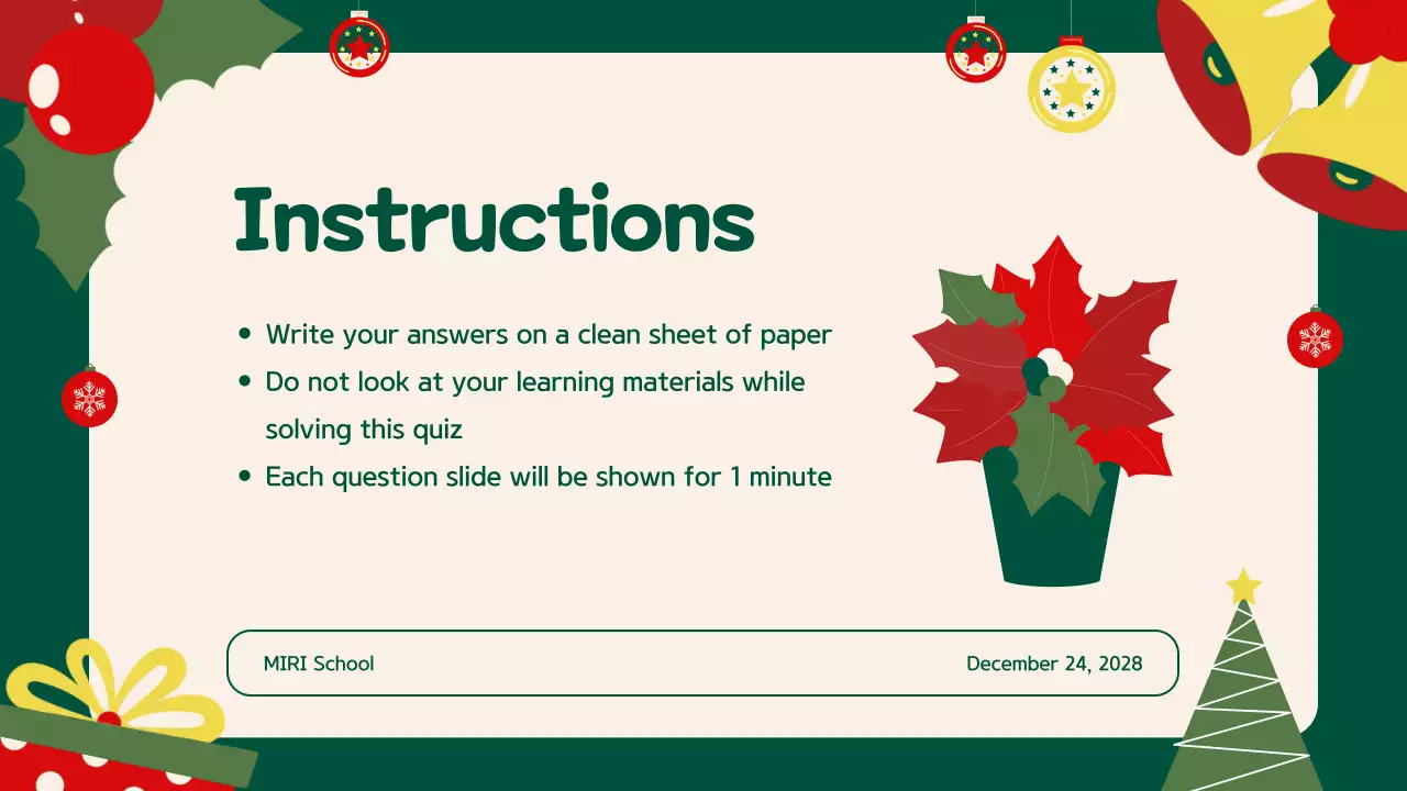 Green Festive Christmas Quiz Announcement Presentation