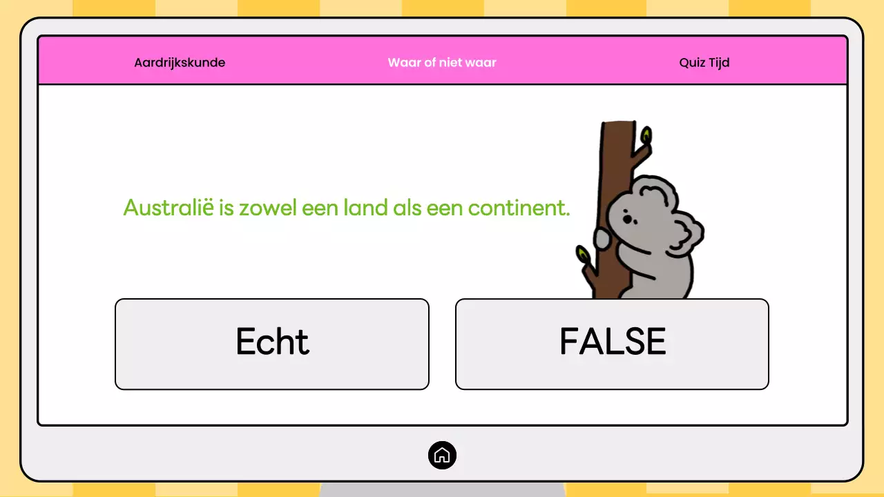 Roze en gele moderne aardrijkskunde quiz