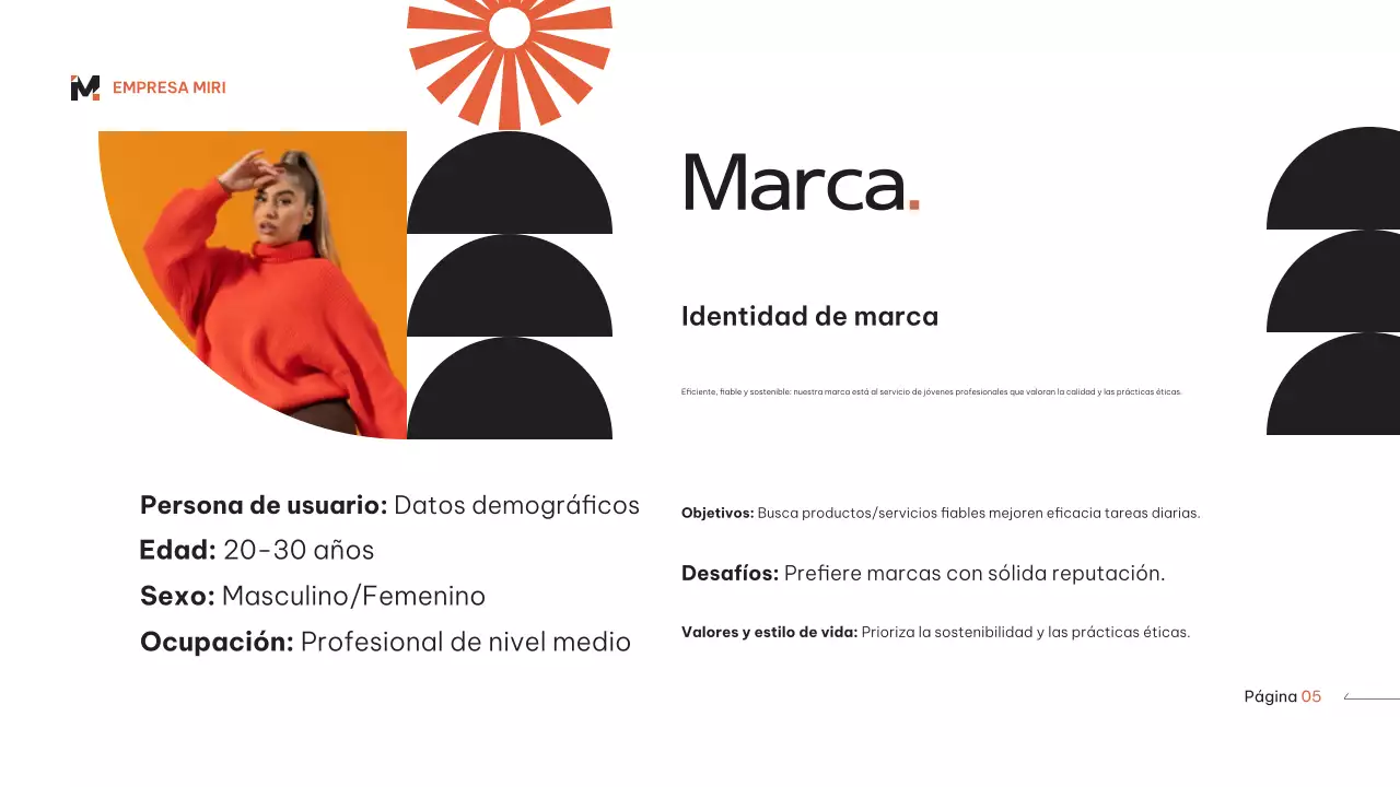 Naranja beige moderno plan de marketing geométrico
