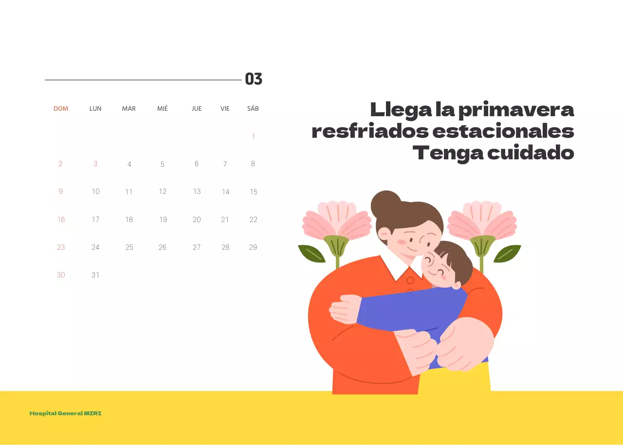 Un hospital festivo con ilustraciones de temática sanitaria y familiar y acentos de color