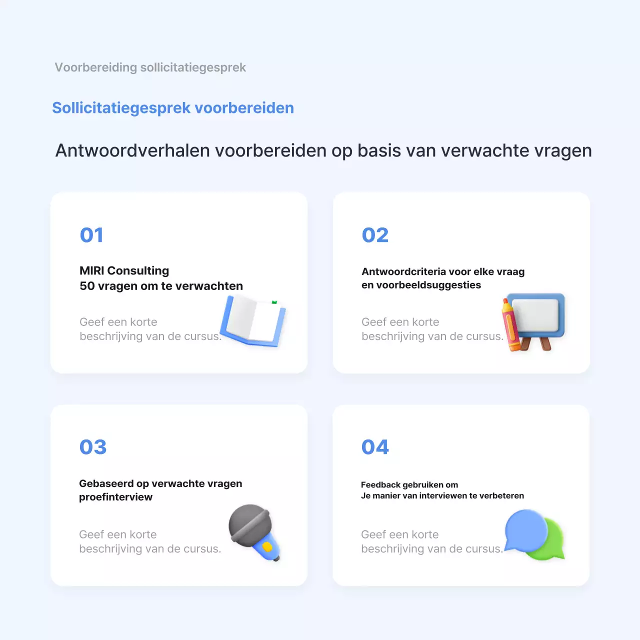 Lichtblauwe eenvoudige gids ter voorbereiding op sollicitatiegesprekken