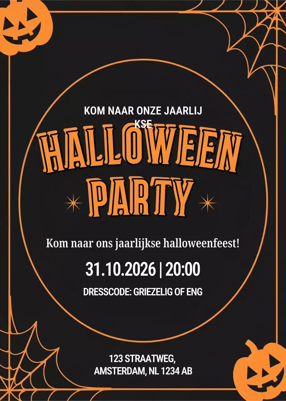 Oranje Retro Halloween Uitnodiging