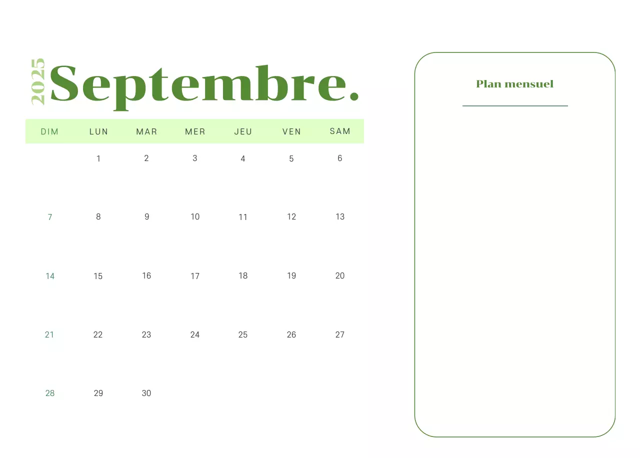Calendrier avec illustrations de jeunes sur fond jaune-vert