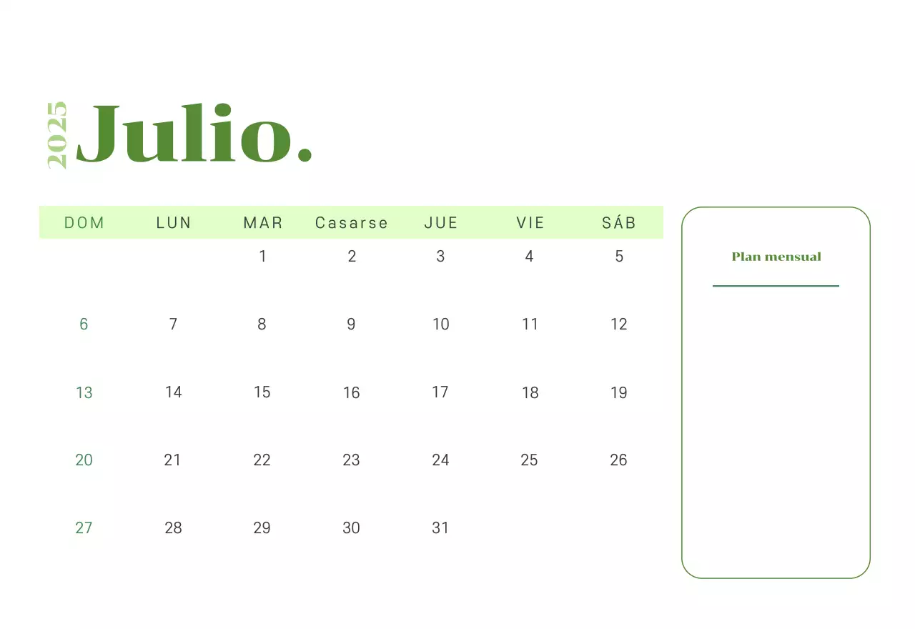 Calendario con ilustraciones juveniles sobre fondo amarillo verdoso