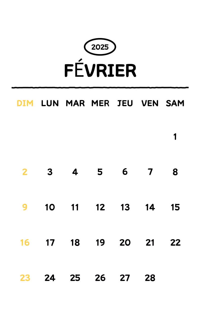 Calendrier illustré avec un joli style de lignes