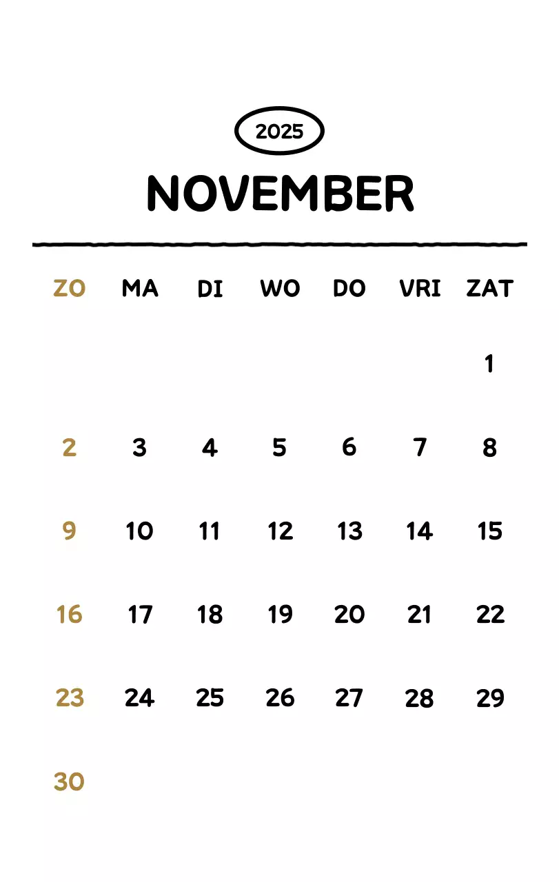 Geïllustreerde kalender met een mooie lijnstijl