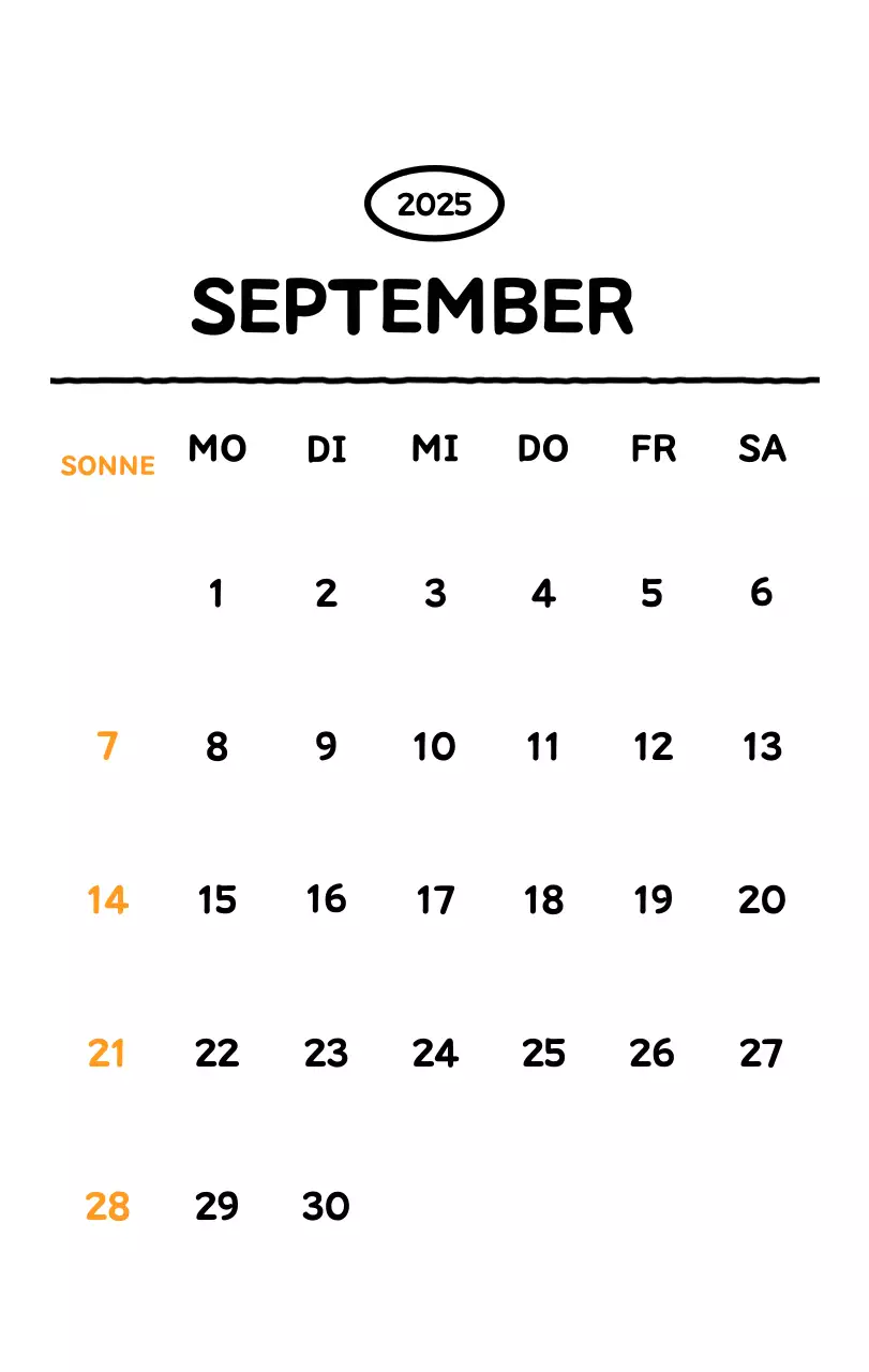 Illustrierter Kalender mit schönem Linienstil