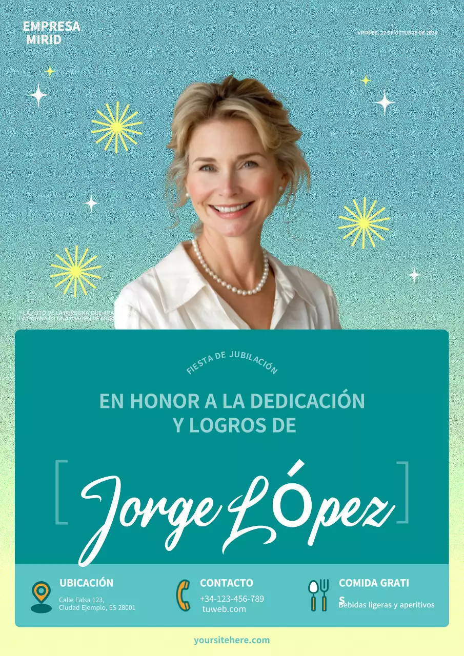 invitación de jubilación moderna verde azulado