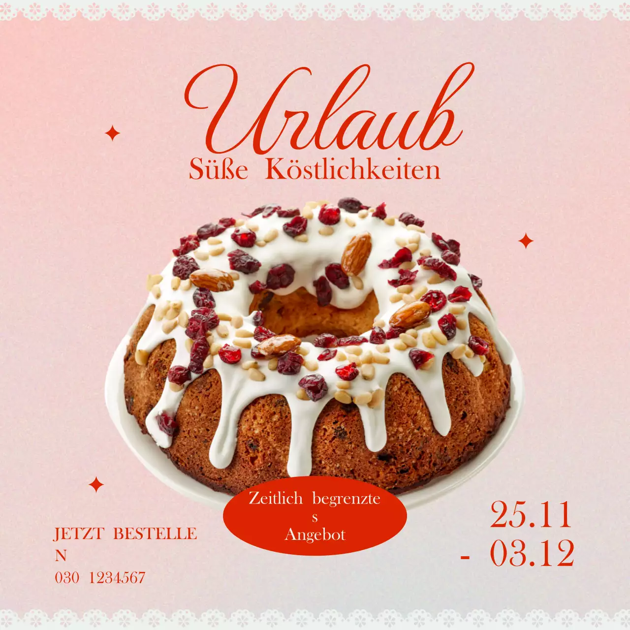 rosa eleganten Urlaub Bäckerei Förderung