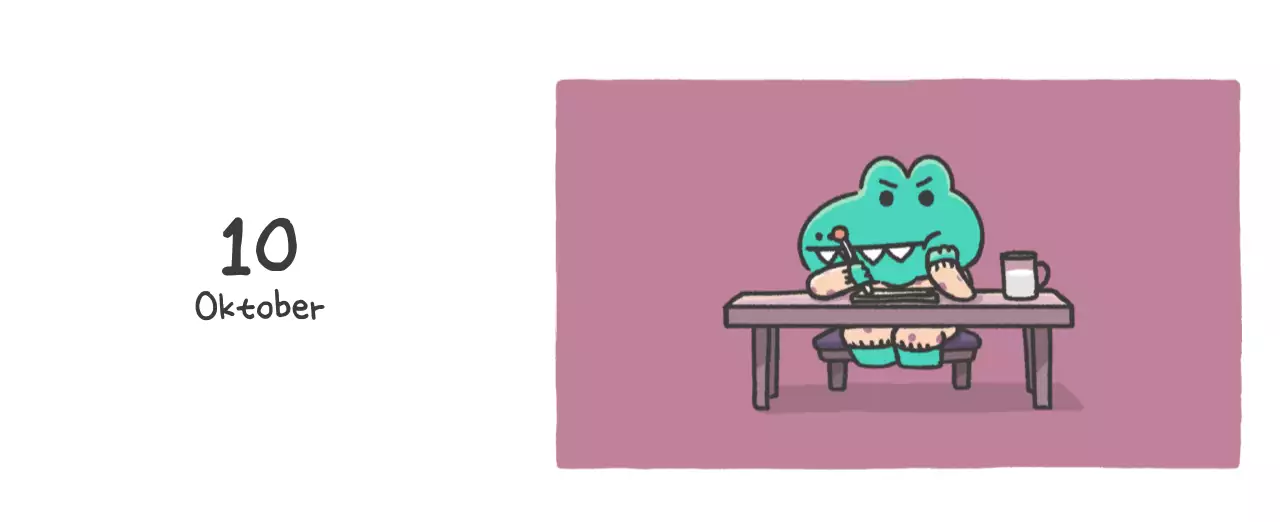 Een kalender met een schattig Ago-illustratieconcept