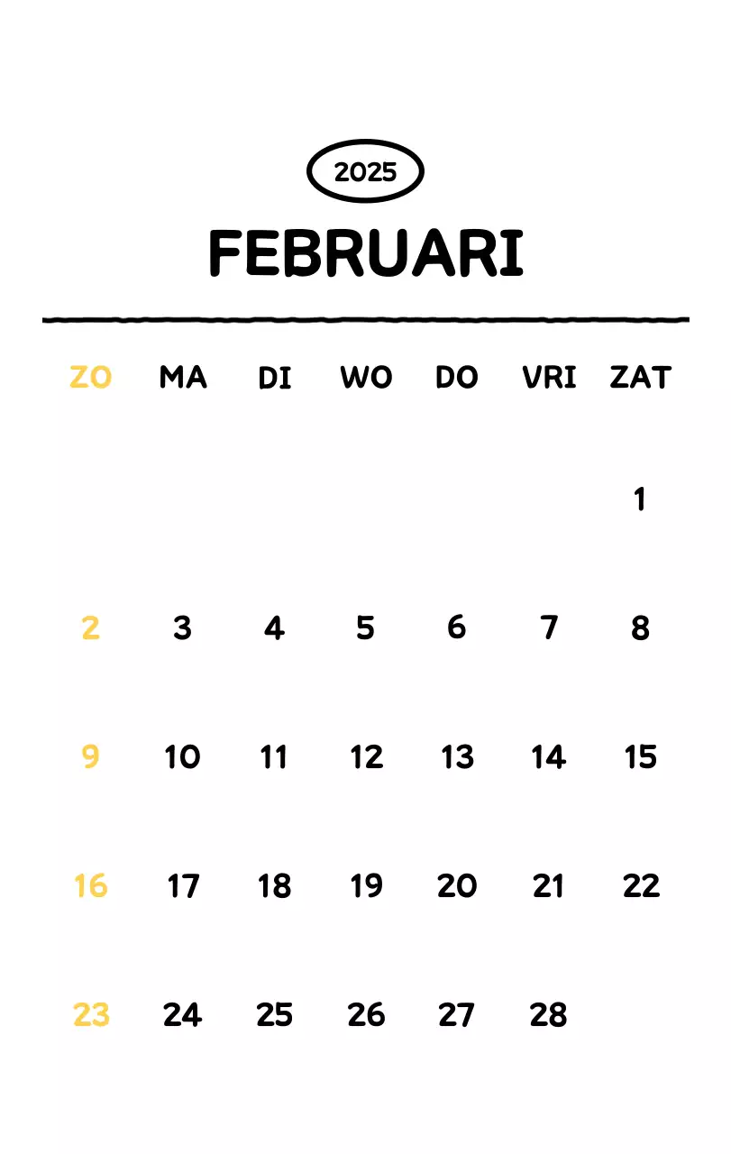 Geïllustreerde kalender met een mooie lijnstijl