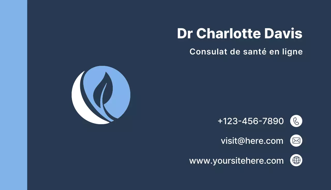 Carte de visite bleu marine blanc télésanté style minimal