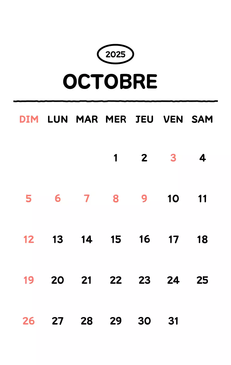 Calendrier illustré avec un joli style de lignes