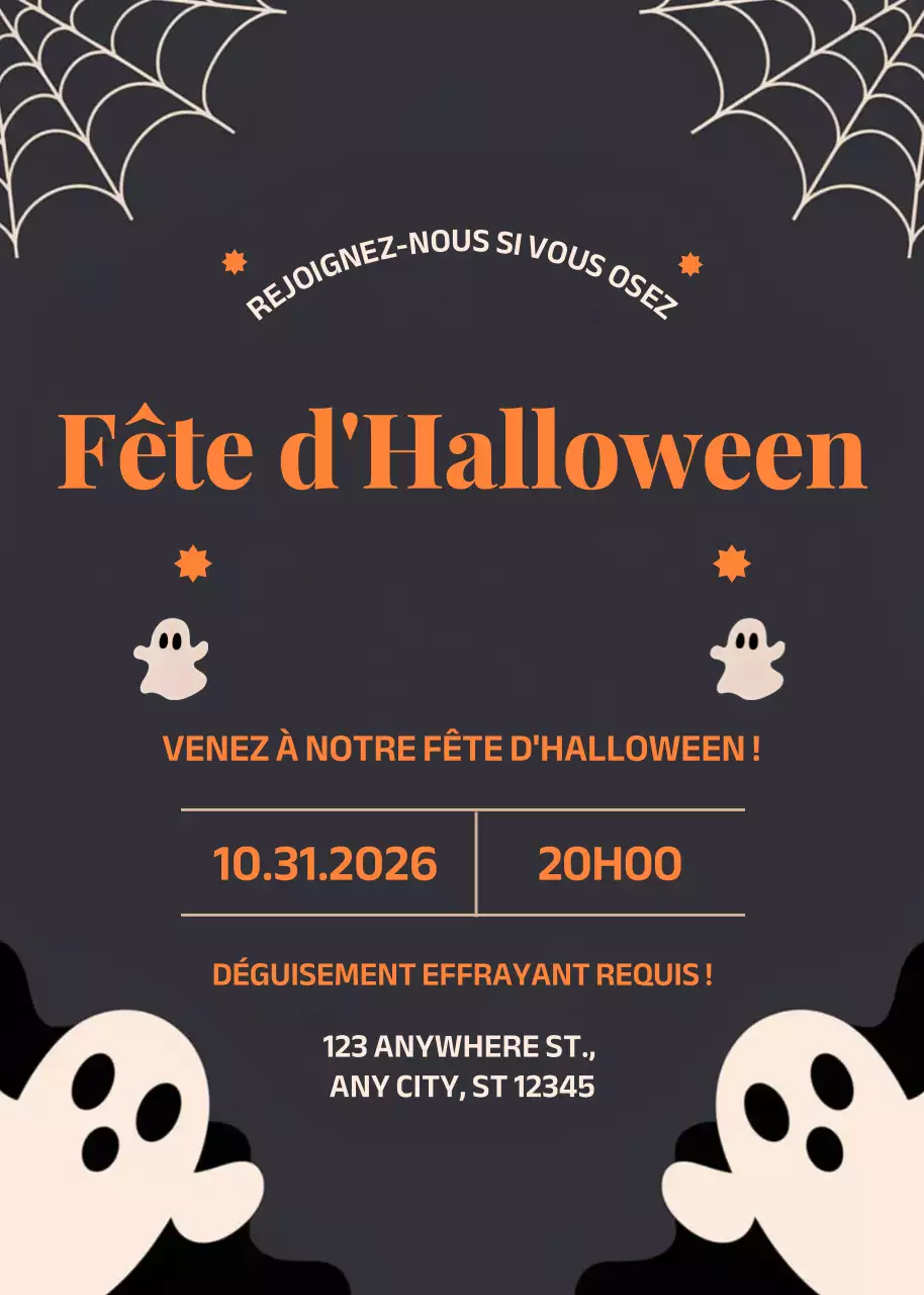 Invitation rétro orange pour Halloween