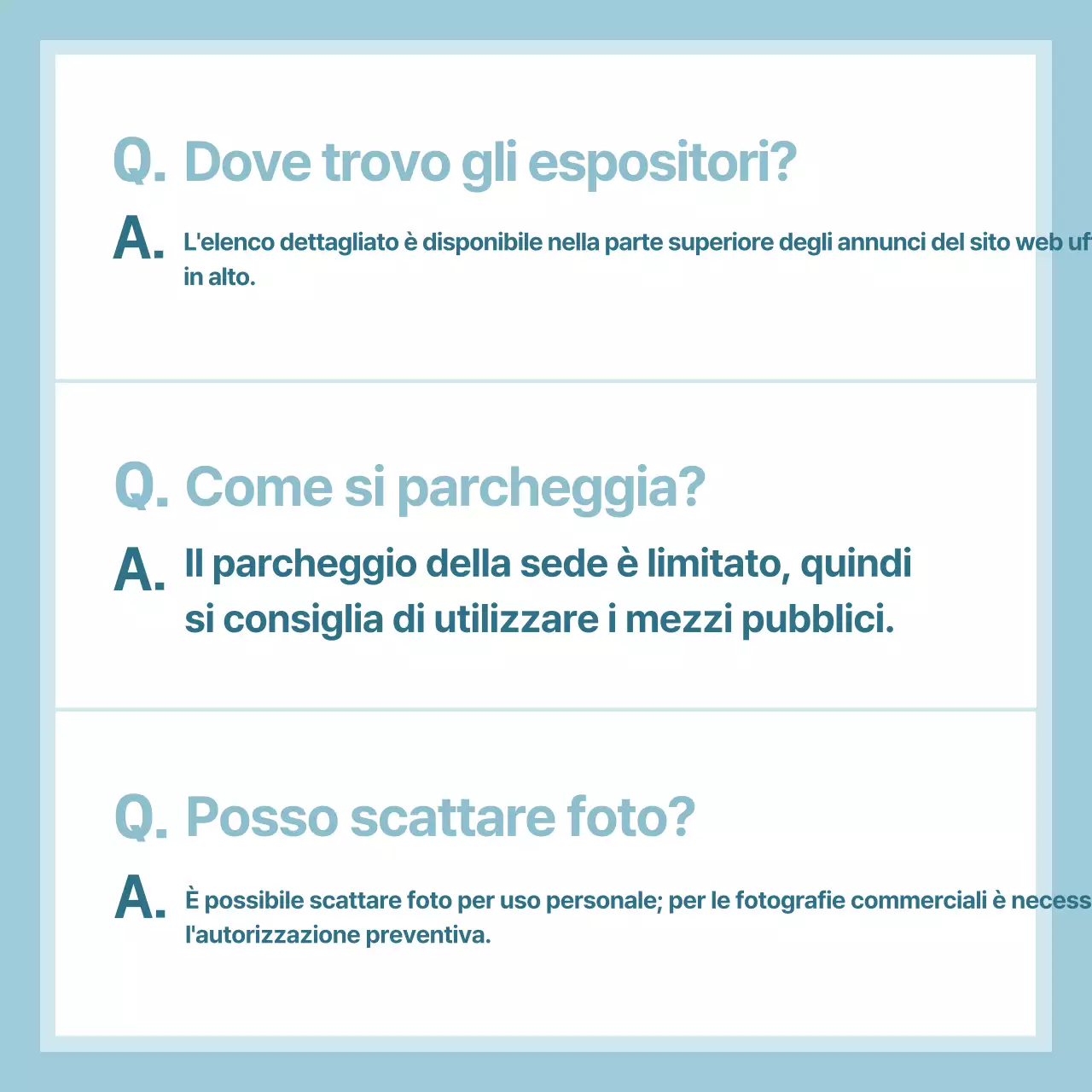 Azzurro semplice consegna di informazioni FAQ