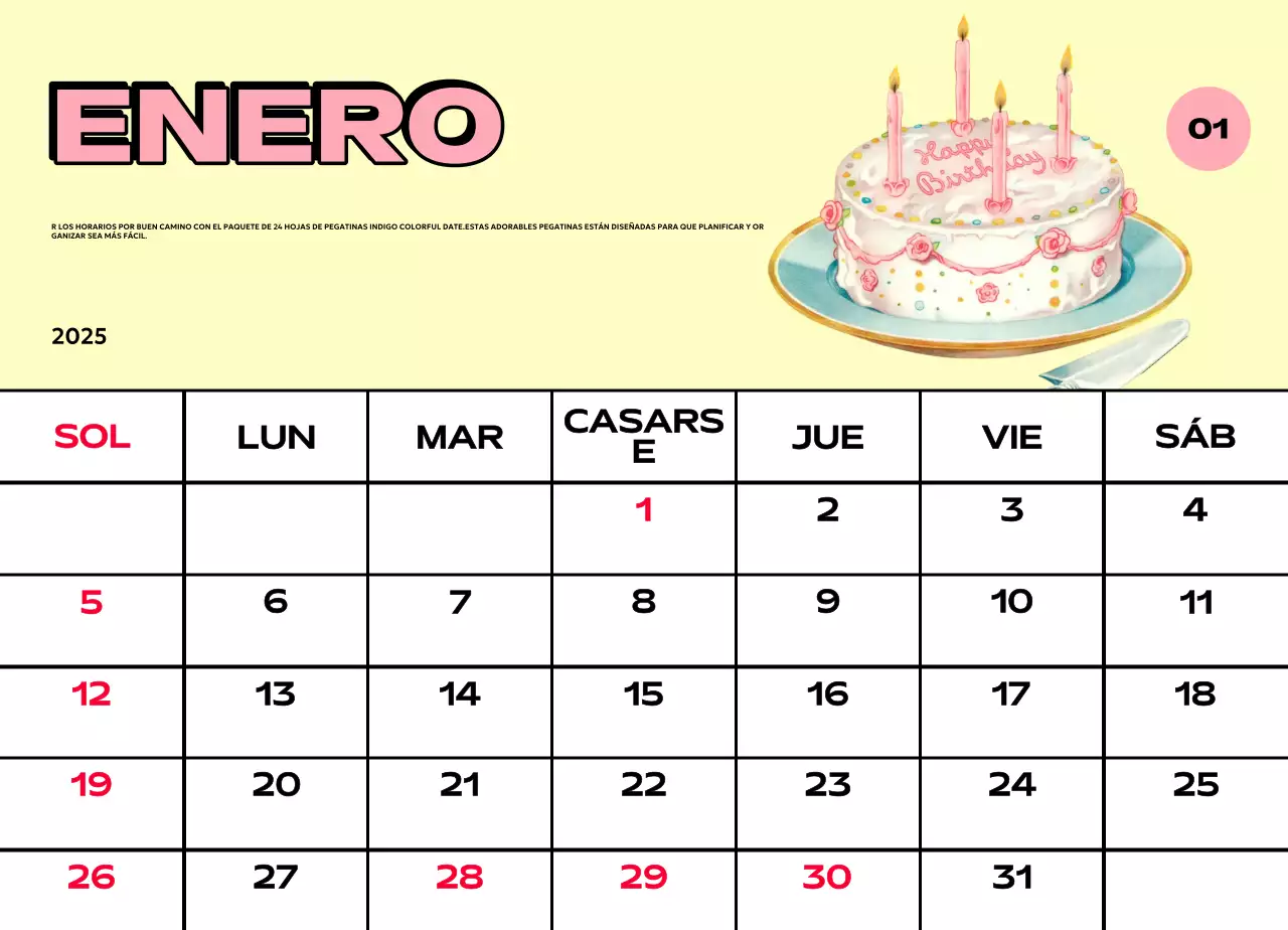 Coloridos calendarios con diversas ilustraciones retro