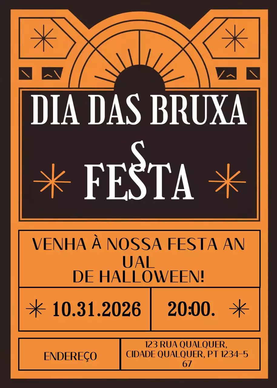 Convite de Halloween vintage laranja