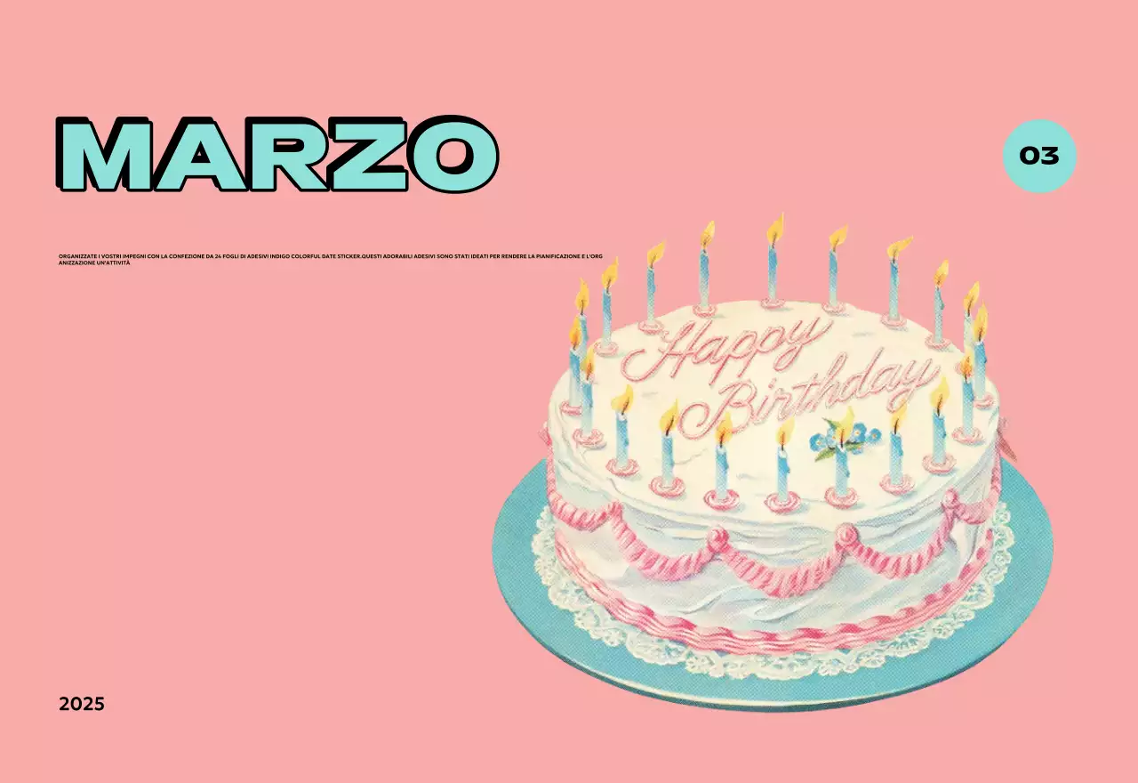 Calendari colorati con una varietà di illustrazioni retrò