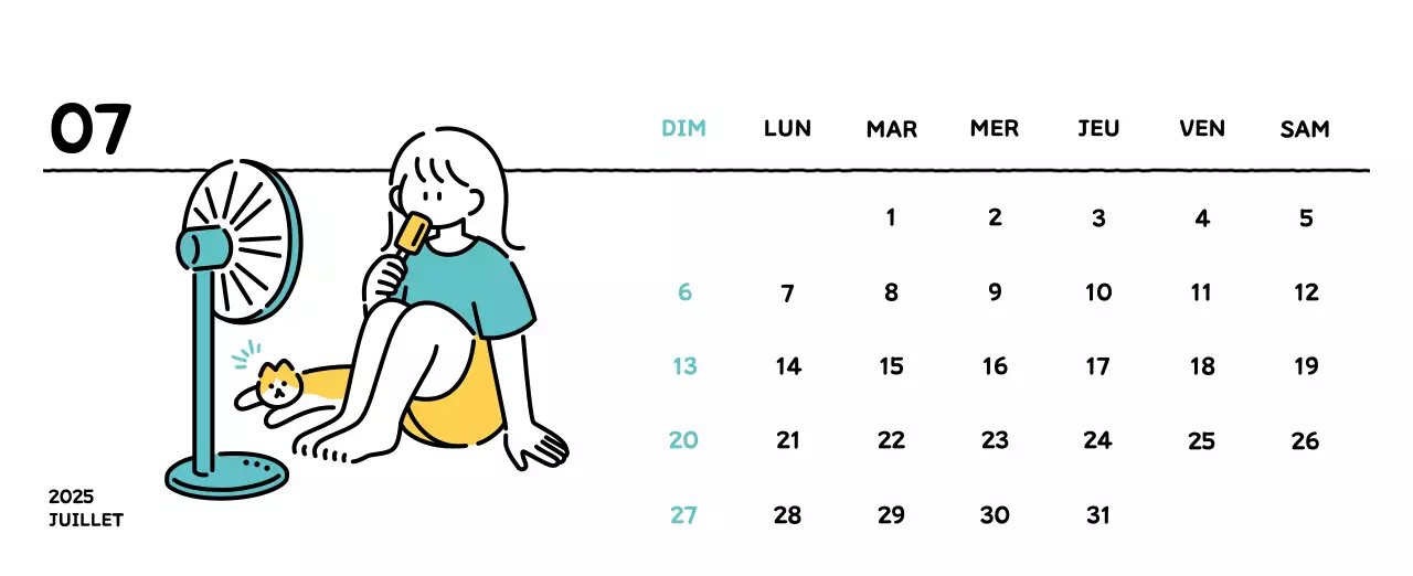 Calendrier illustré avec un joli style de lignes
