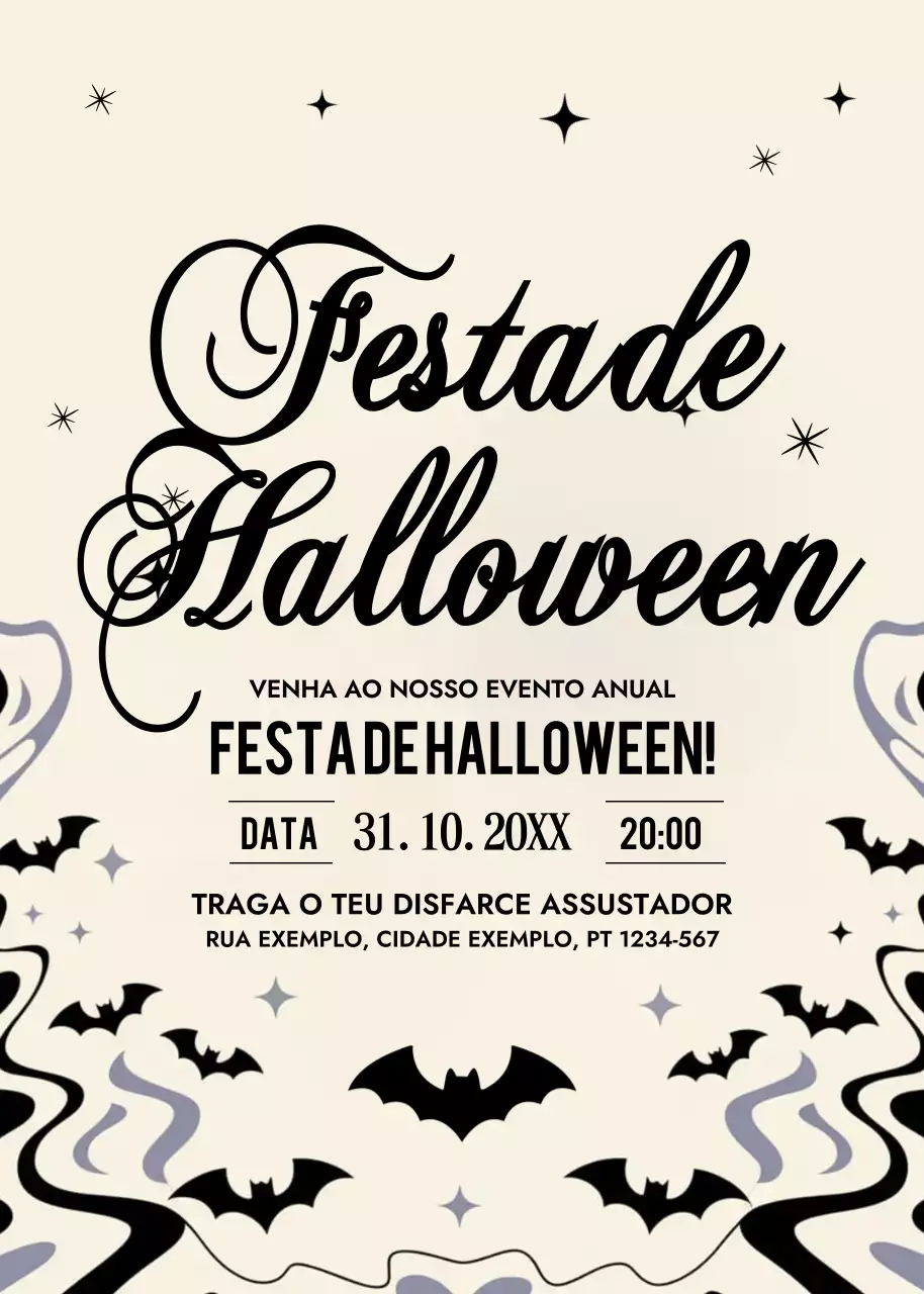 convite de Halloween vintage bege