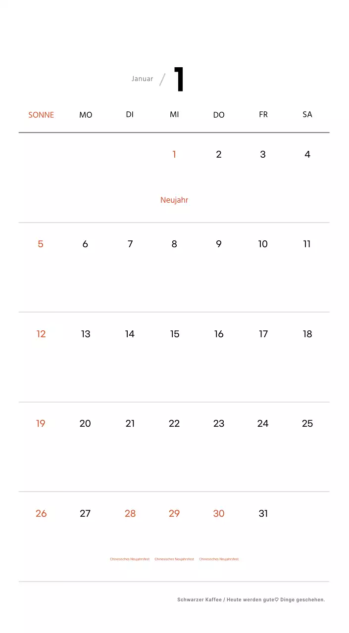 Einfacher Kaffee-Foto-Tischkalender für Cafés in Weißtönen