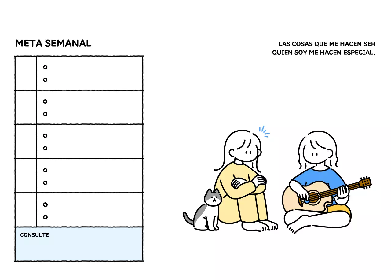 Calendario ilustrado con un bonito estilo de líneas