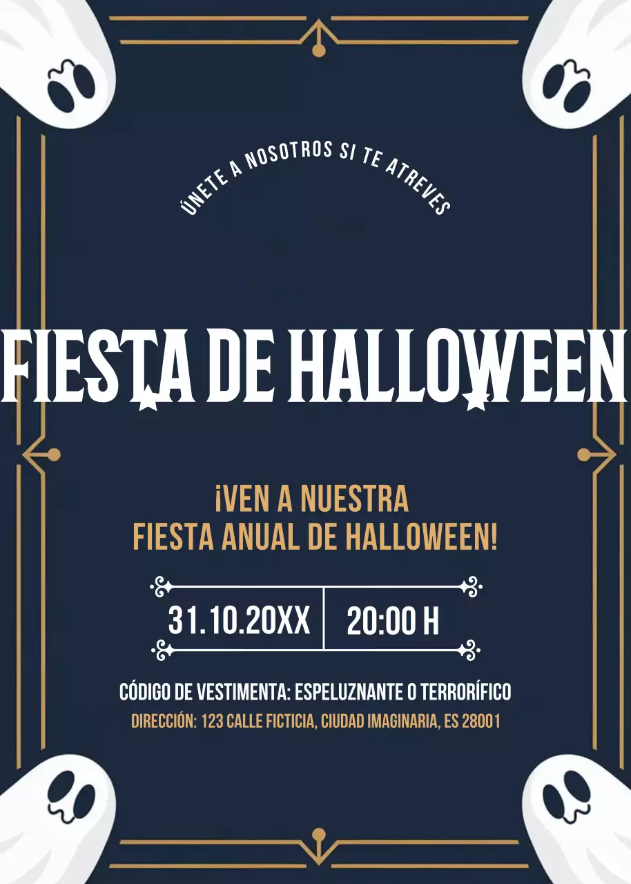 Invitación de Halloween retro azul marino
