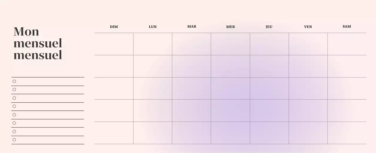 Calendrier minimaliste dégradé
