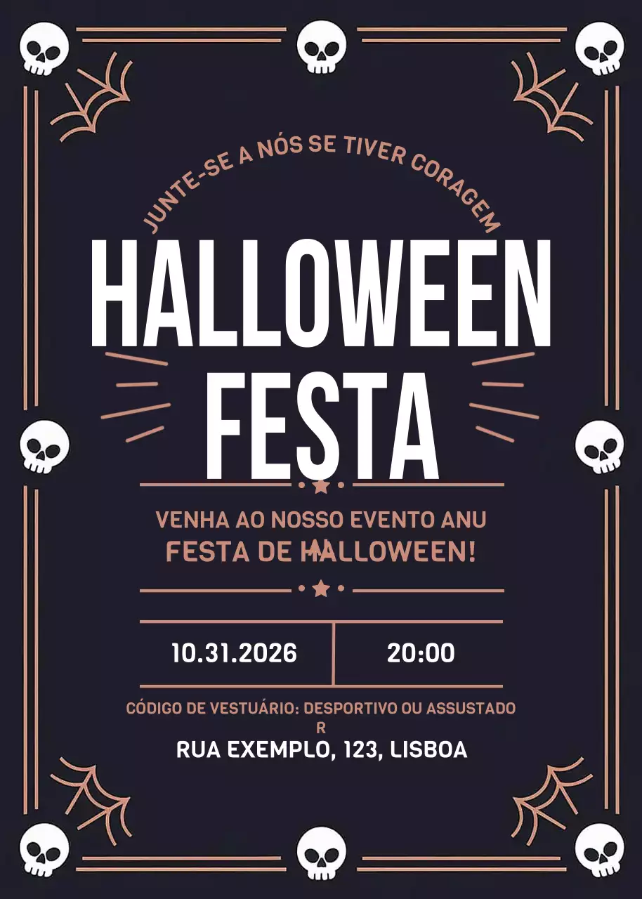Convite de Halloween gótico preto