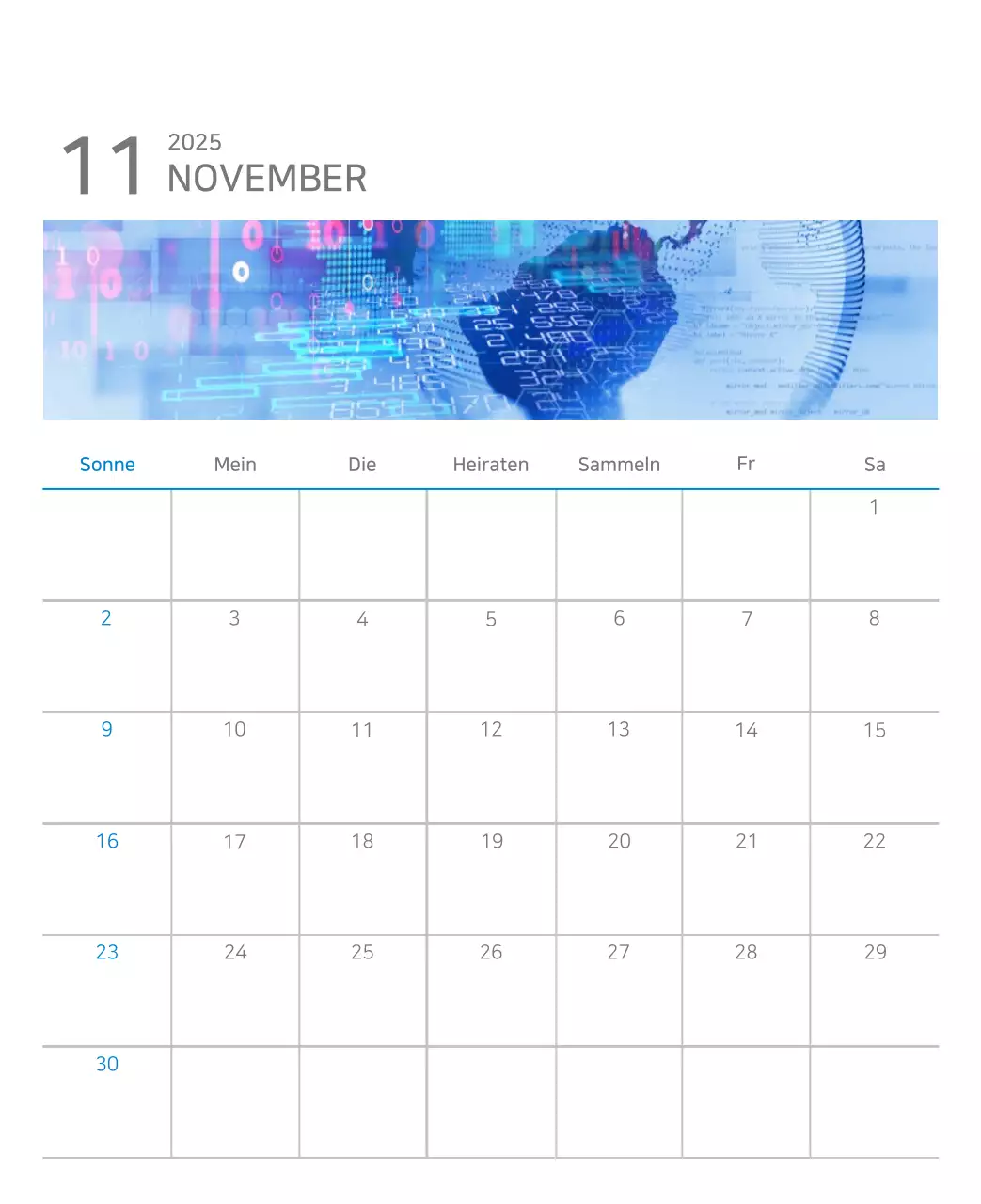 Blauer moderner Kalender Kalender