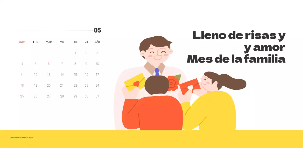 Un hospital festivo con ilustraciones de temática sanitaria y familiar y acentos de color