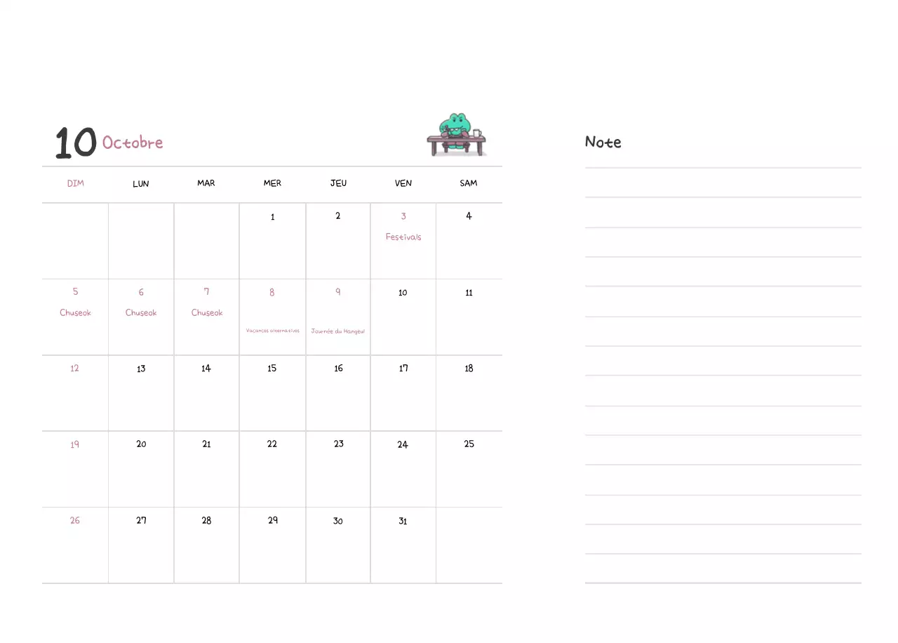 Un calendrier avec un concept d'illustration Ago mignon