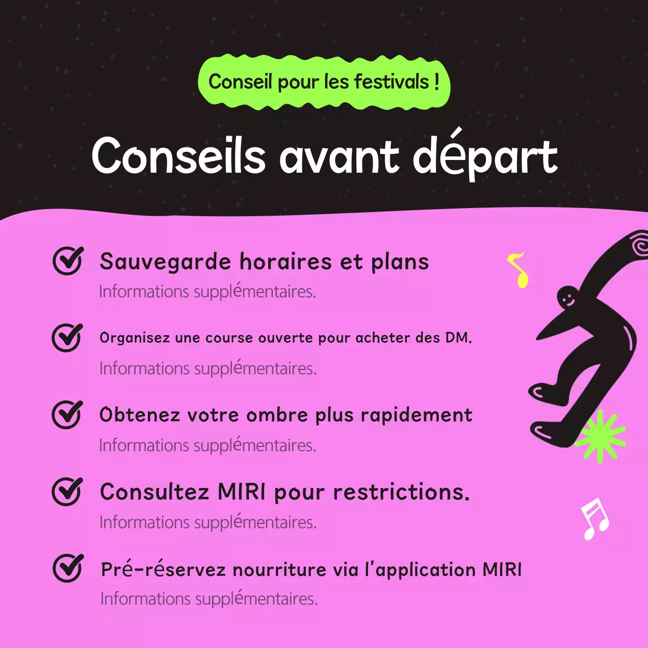 Guide des festivals avec une touche de noir