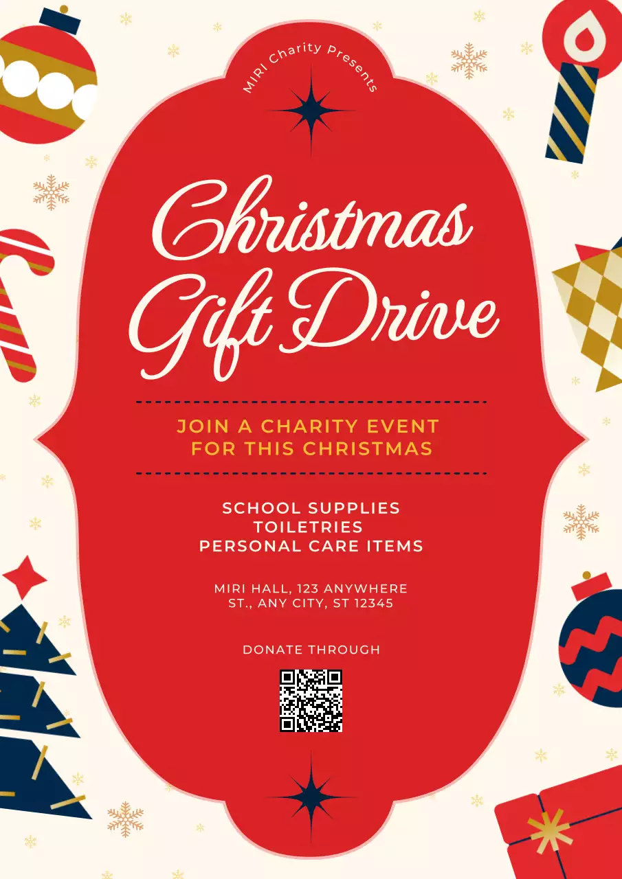 붉은 전통 자선 행사 포스터